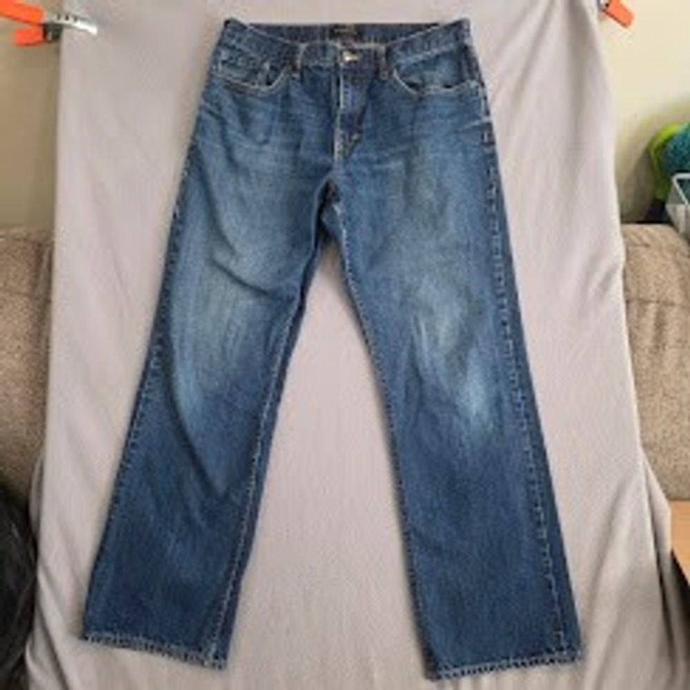 Banana Republic Straight Leg Jeans Mens 34x32 Medium Wash Blue 100% Cotton Denim